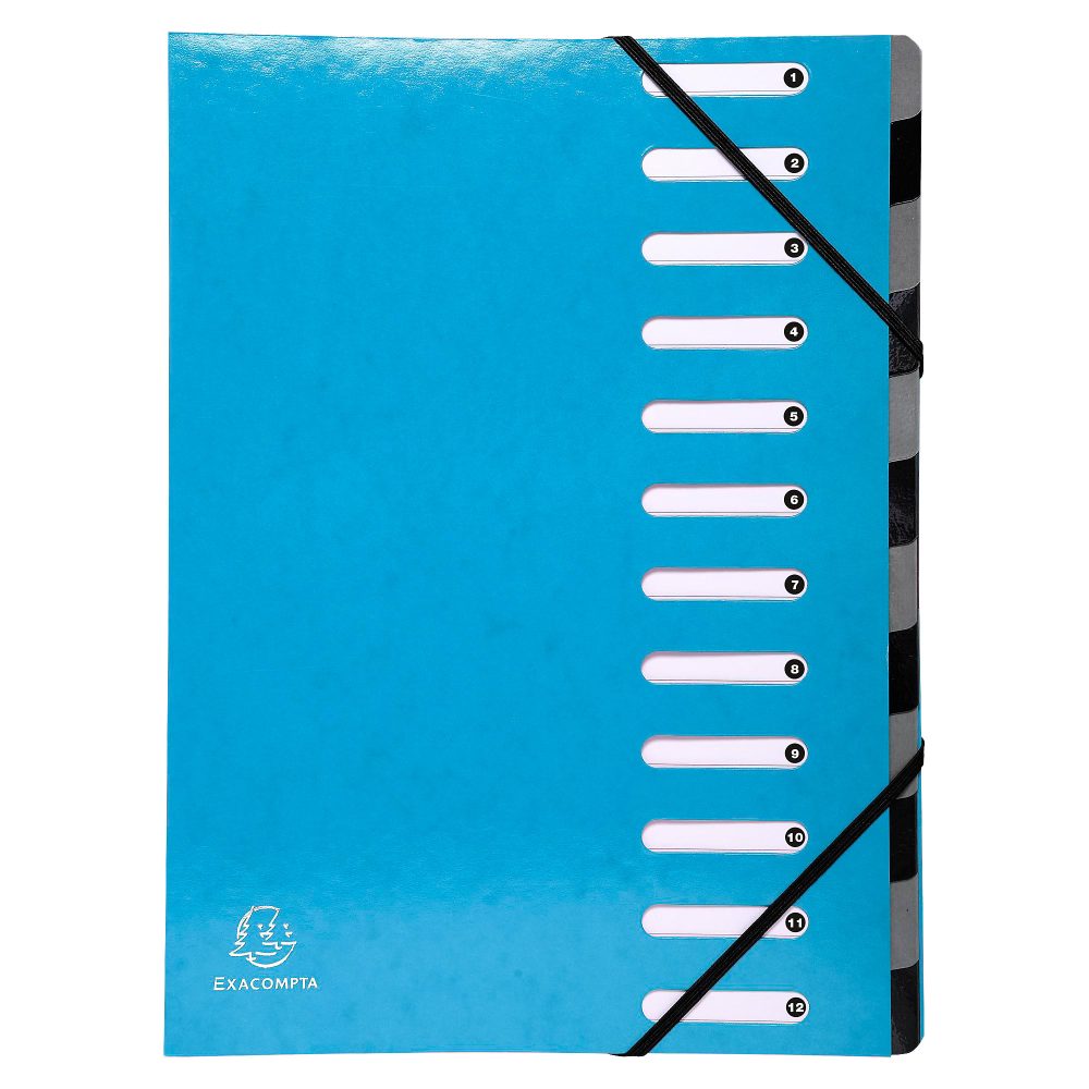 Exacompta Fächermappe 53927E DIN A4 Pressspankarton Gummiband 24,5 (B) x 32 (H) cm Türkis