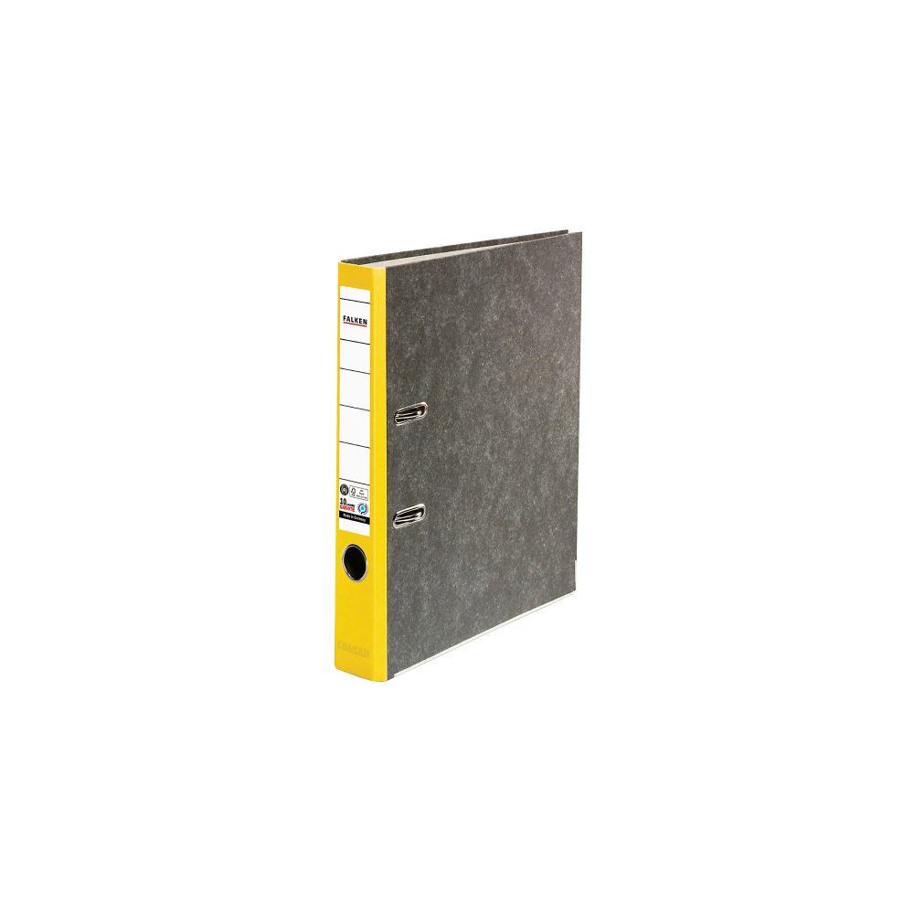 Falken Ordner DIN A4 50 mm Gelb 2 Ringe S80 Pappkarton Wolkenmarmor