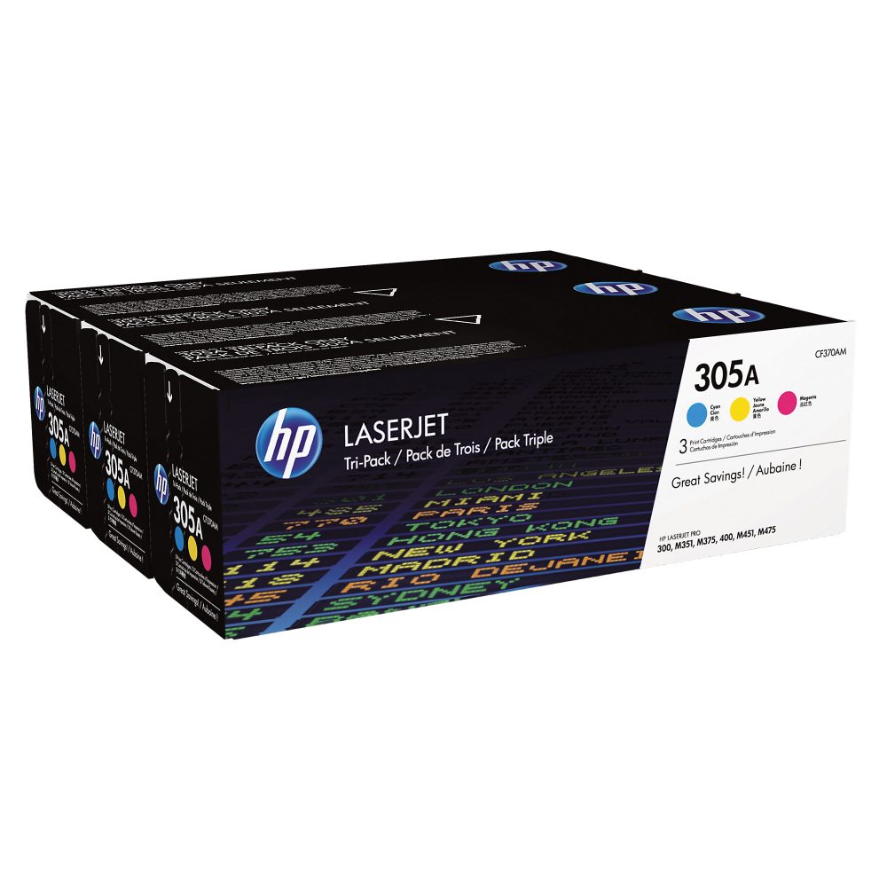 HP Toner Tri-Pack 305A CMY CF370AM LJ Pro Color M375 2600 Seiten
