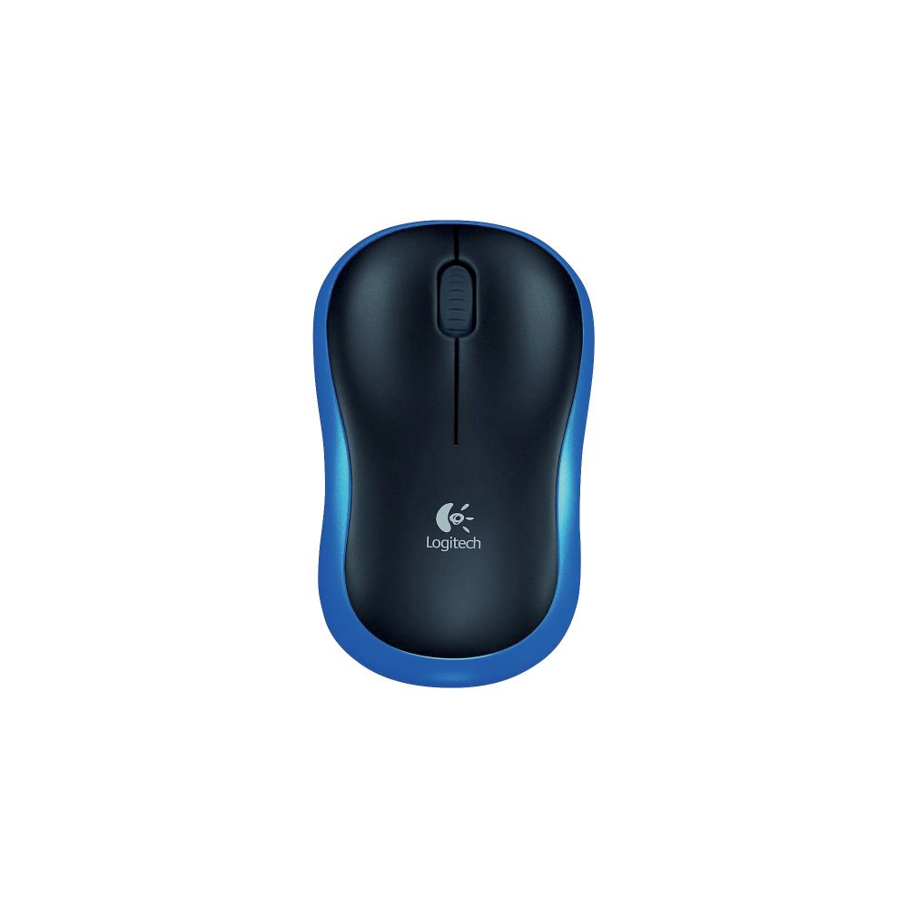 Logitech Kabellose Ergonomische Optische Maus M185 Für Rechts- und Linkshänder USB-A Nano Receiver Schwarz, Blau