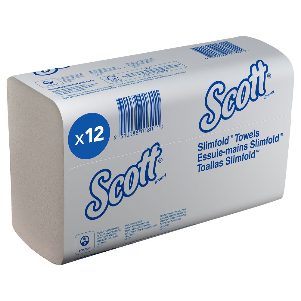 Scott SLIMFOLD Falthandtücher Z-falz Weiss 1-lagig 5856 16 Stück à 110 Blatt