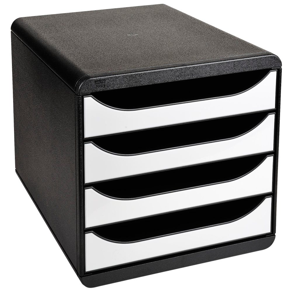 Exacompta Schubladenbox 4 Big-Box Classic DIN A4 Polystyrol Schwarz, Weiß 26,7 x 34,7 x 27,8 cm