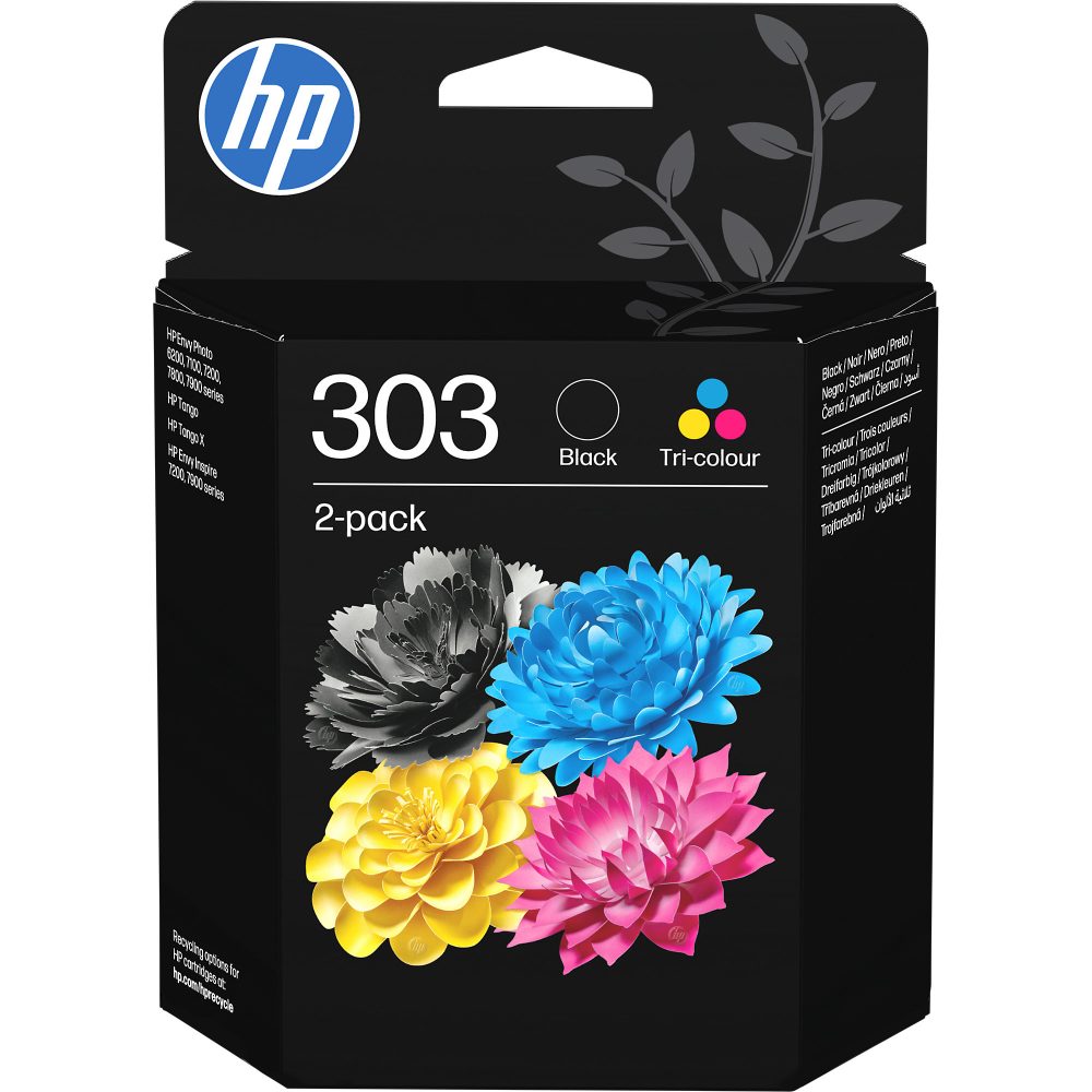 HP 303 Original Tintenpatrone 3YM92AE Schwarz, Cyan, Magenta, Gelb Multipack 2 Stück