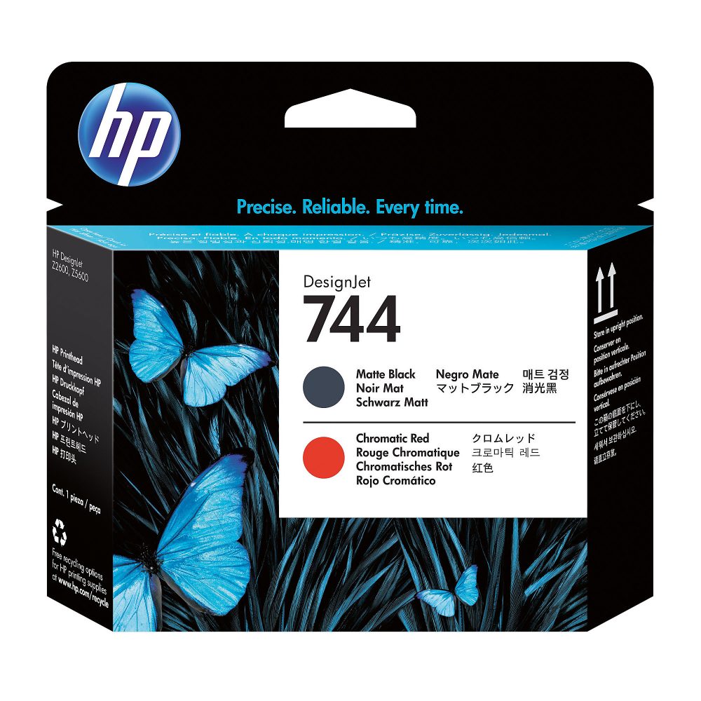 HP 744 DesignJet Druckkopf Mattschwarz/Chromatisches Rot