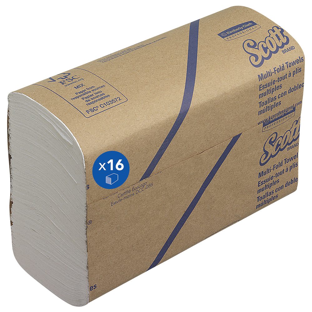 Scott Mainline Falthandtücher M-falz Weiss 1-lagig 3749 16 Stück à 250 Blatt