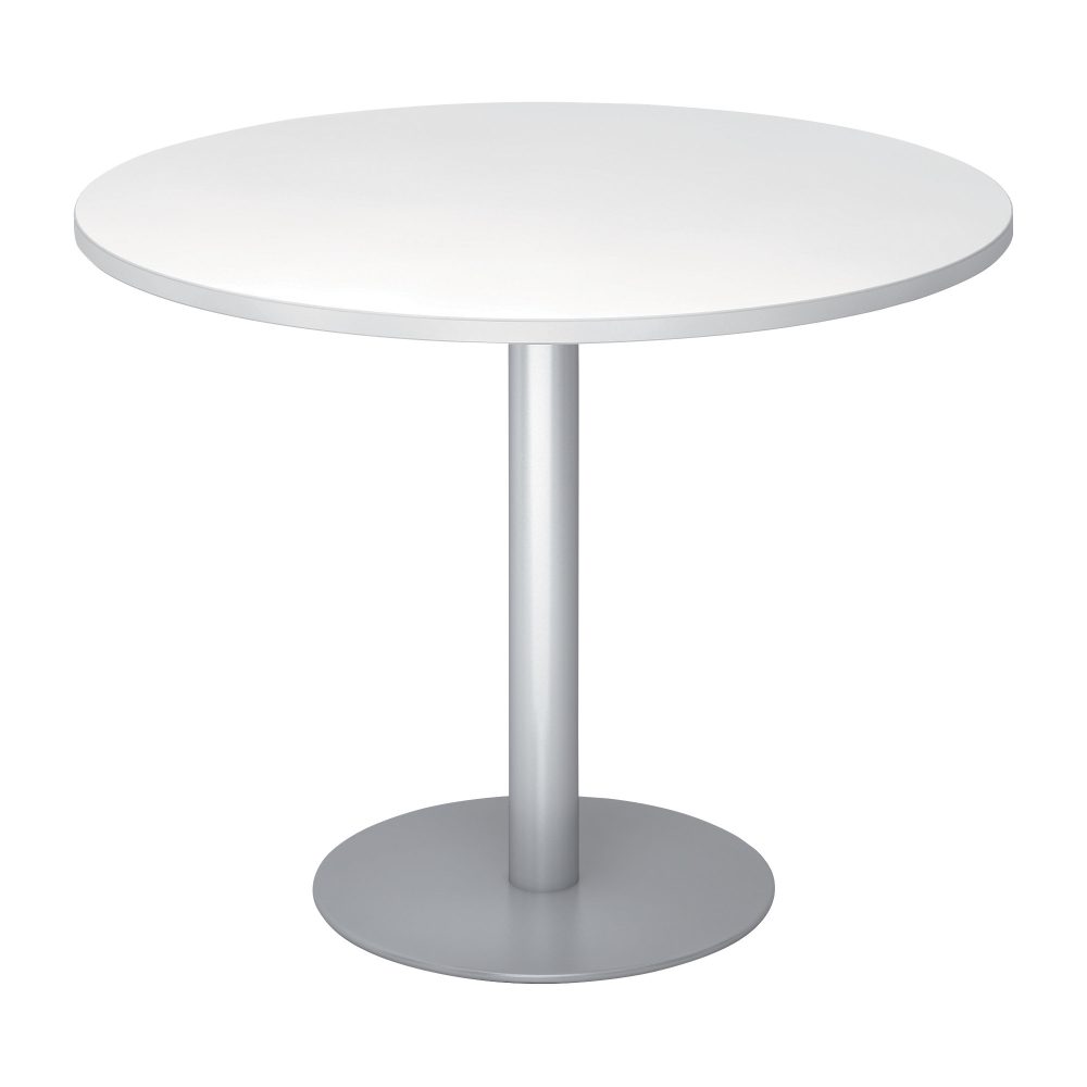Hammerbacher Säulentisch Silber, Weiß Melaminharzbeschichtete Spanplatte STF10 1.000 x 745 mm