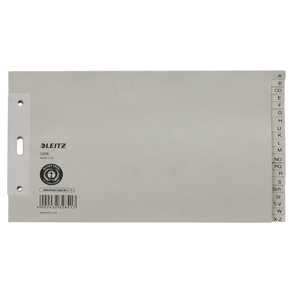Leitz Papierregister 1206 DIN A5 Überbreite quer (24,0 x 14,0 cm) Grau 20-teilig 3-fach Tauenpapier A - Z