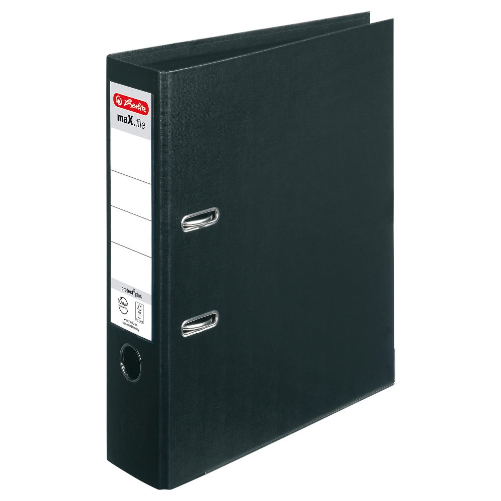herlitz maX.file Ordner DIN A4 80 mm Schwarz 2 Ringe Pappkarton, PP (Polypropylen) Texturiert Hochformat