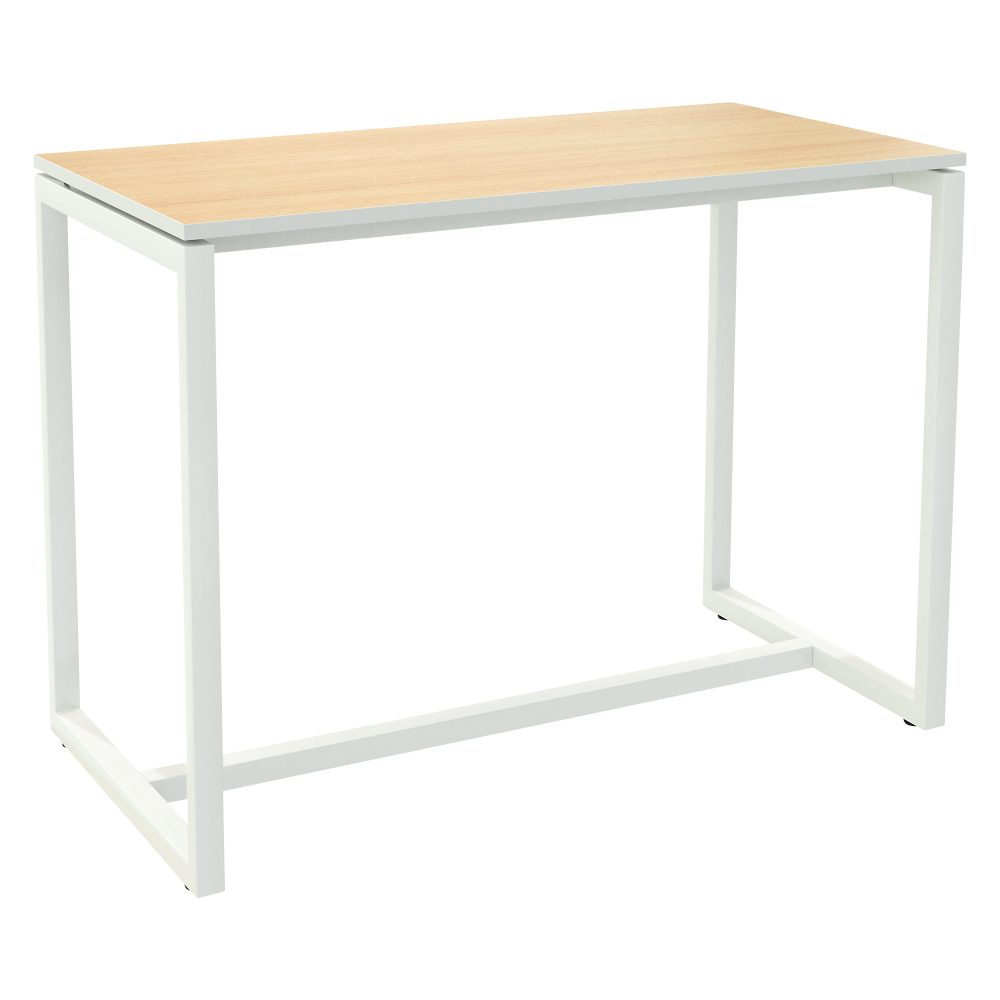 Paperflow Rechteckiger Stehtisch mit buchefarbener Melaminplatte und weißem Gestell easyDesk 1500 x 750 x 1100mmm
