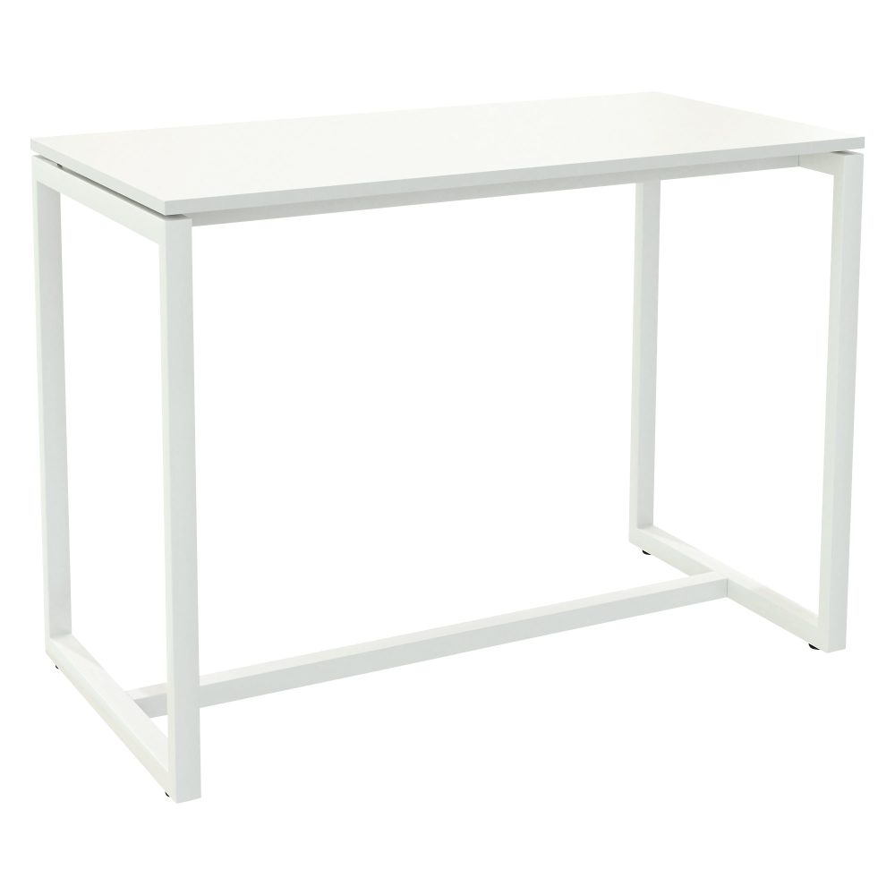 Paperflow Rechteckiger Stehtisch mit weißer Melaminplatte und weißem Gestell easyDesk 1500 x 750 x 1100mm