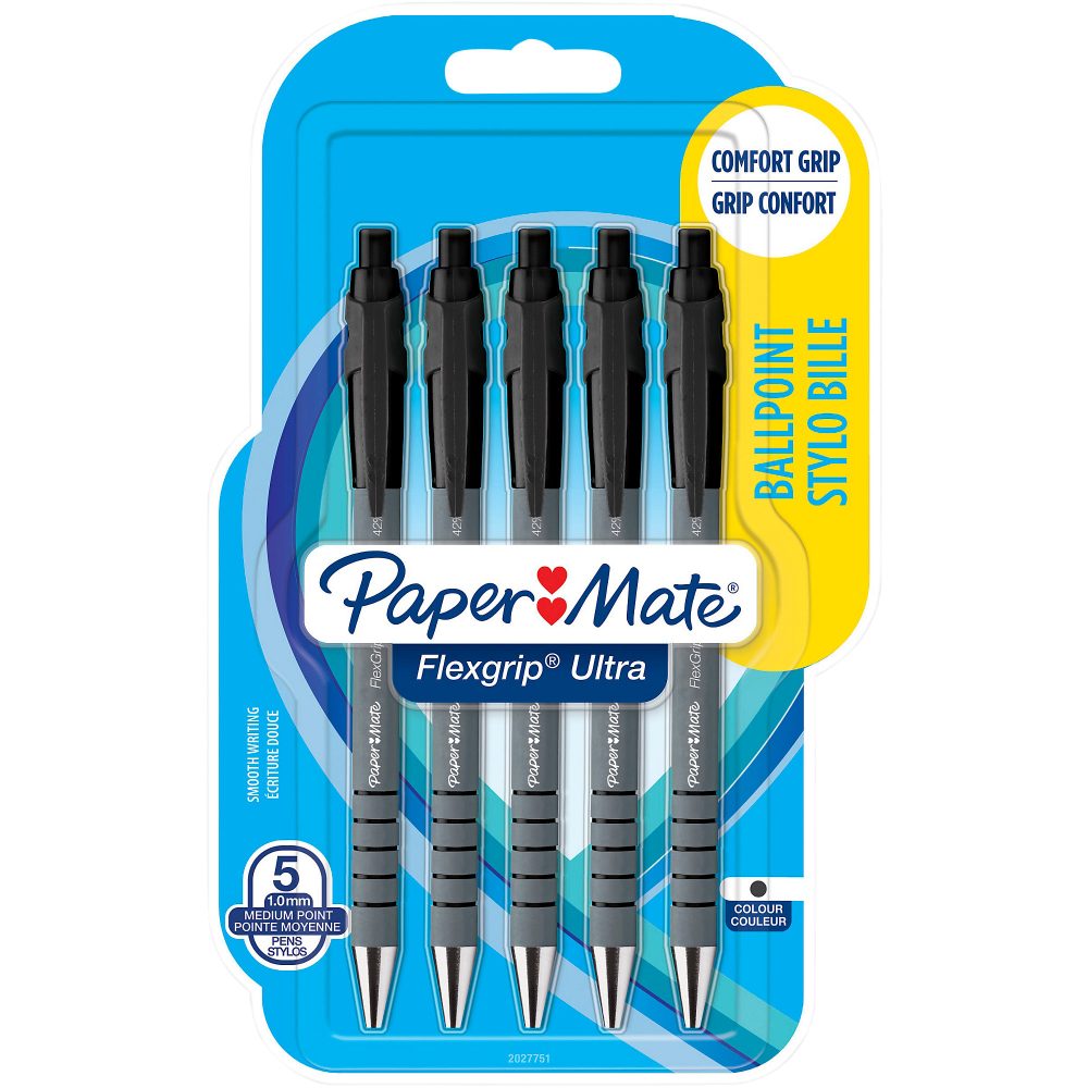 Papermate FlexGrip Ultra Kugelschreiber Schwarz Mittel 0.5 mm 5 Stück