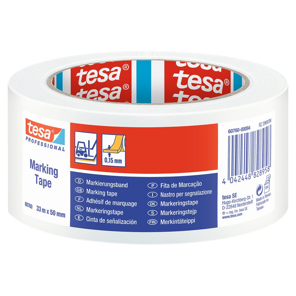 tesa Bodenmarkierungsband tesa Professional Weiss 50 mm (B) x 33 m (L) PVC (Polyvinylchlorid) 60760