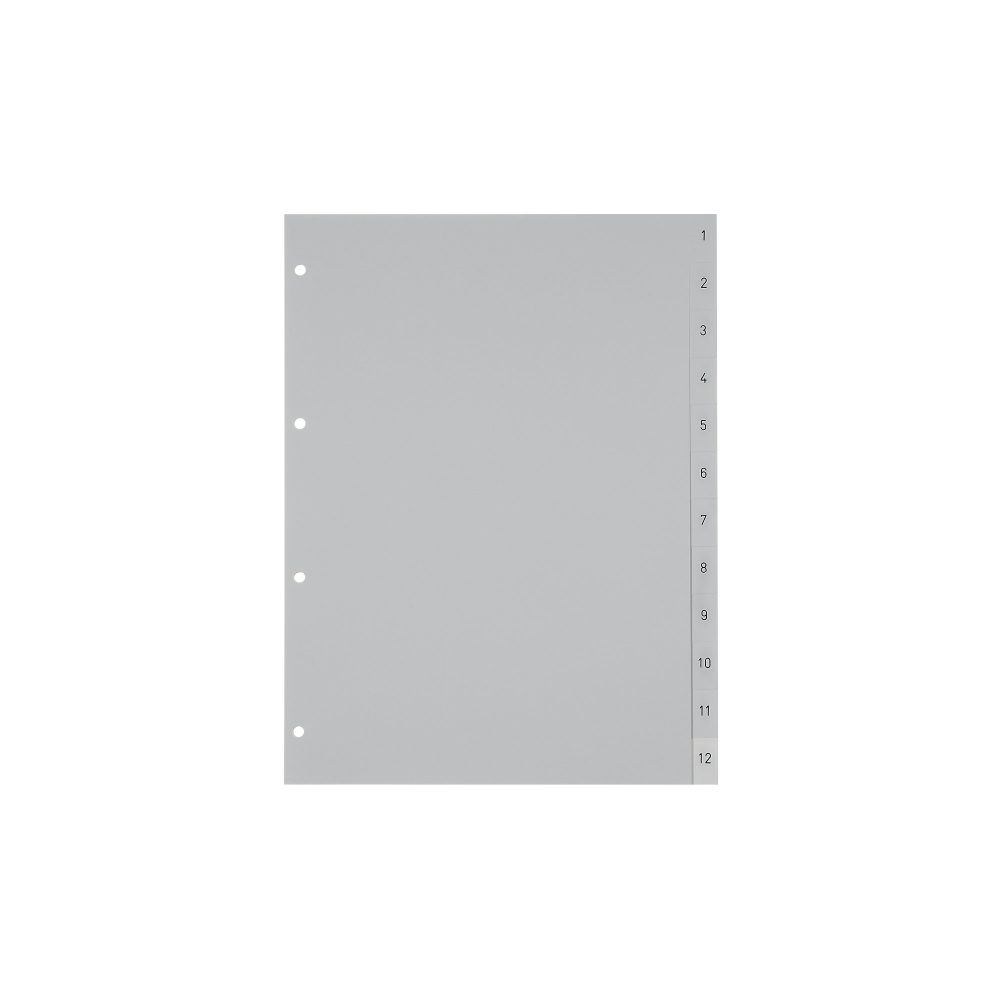 Hetzel Register 720041 DIN A4 Grau 12-teilig Perforiert Kunststoff 1 bis 12 12 Blatt