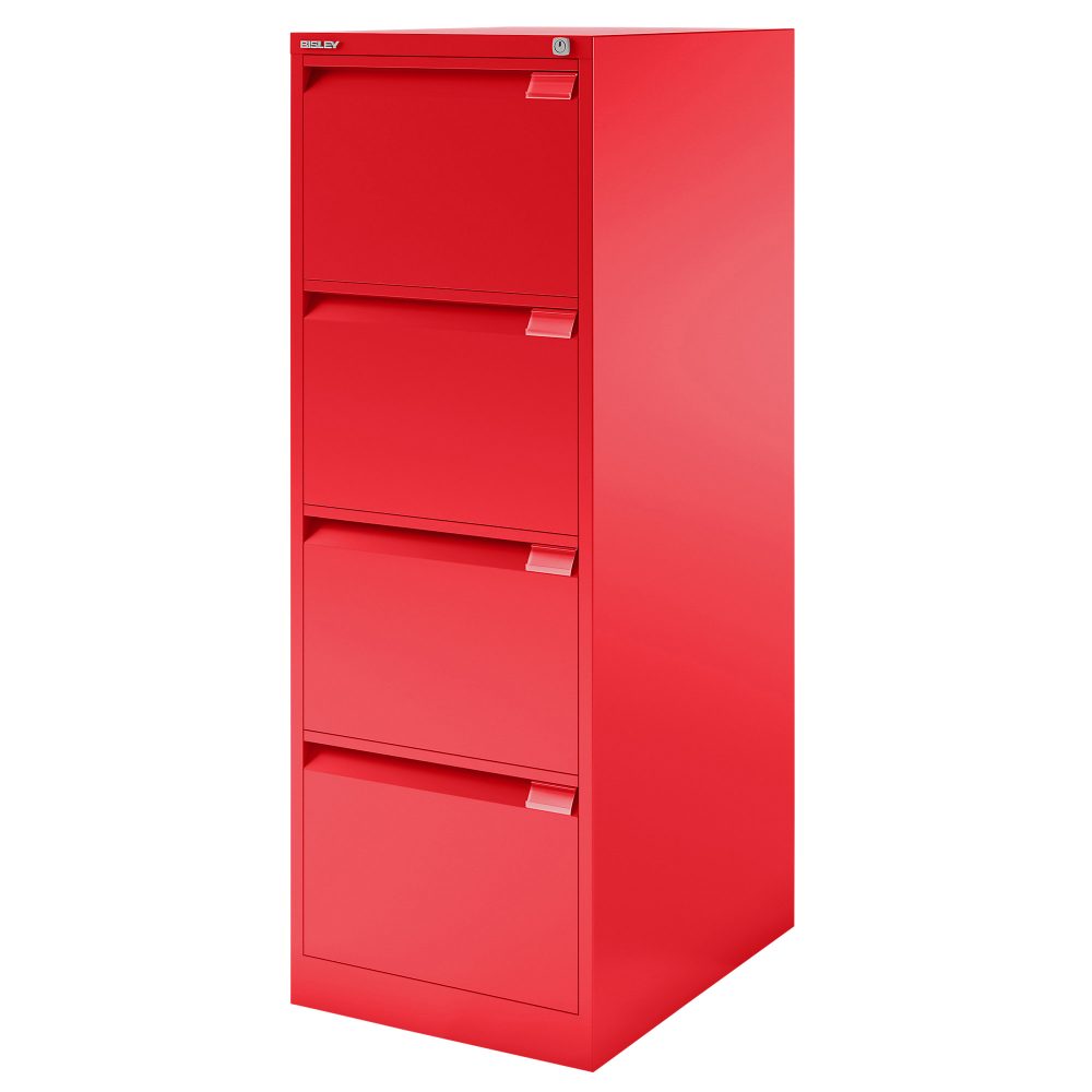 Bisley Hängeregistraturschrank F Serie 4 Schubladen Kardinalrot 413 x 622 x 1.321 mm