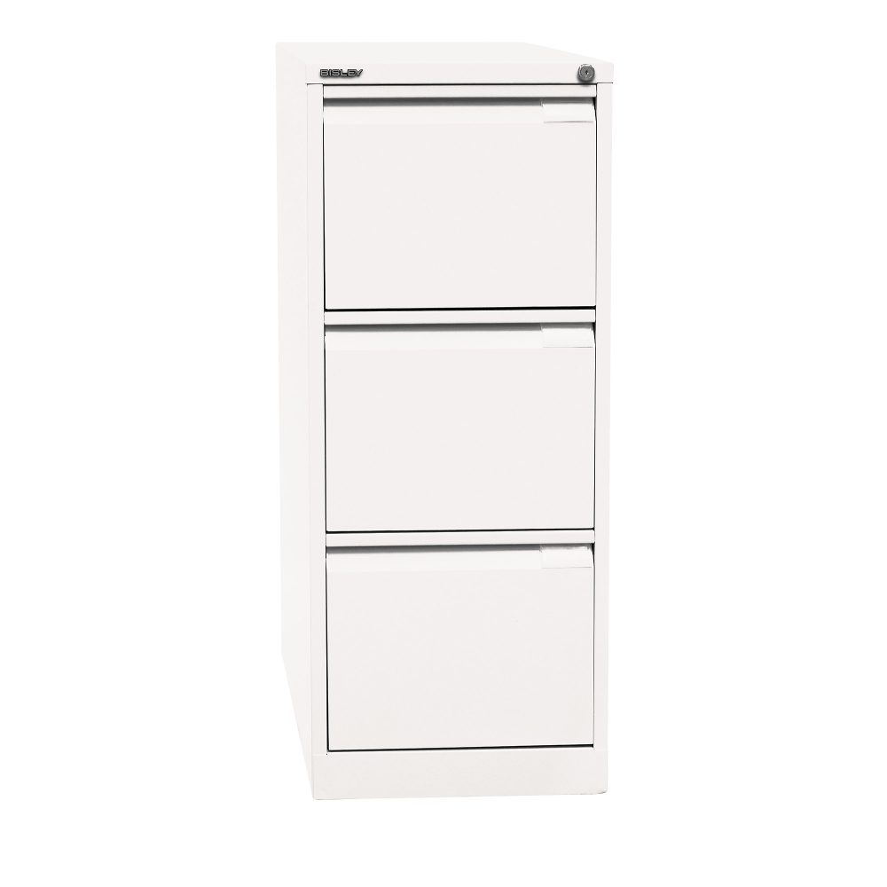 Bisley Hängeregistraturschrank F Serie 3 Schubladen Verkehrsweiß 413 x 622 x 1.016 mm