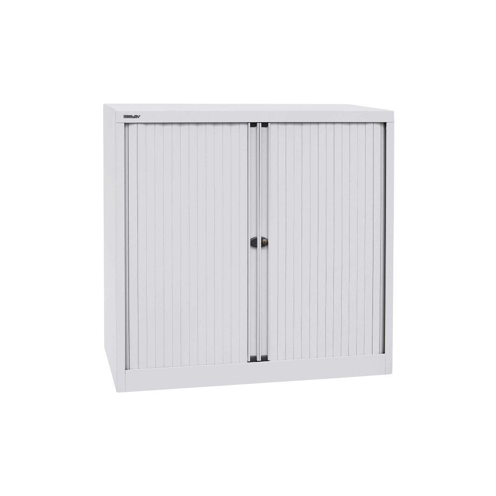 Bisley Rollladenschrank Eurotambour 2 Fachböden Lichtgrau 1.000 x 430 x 1.030 mm