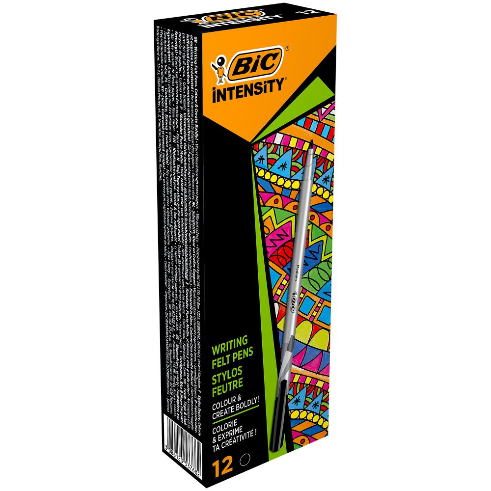 BIC Intensity Fineliner Pen Medium 0,7 mm Schwarz 12er-Pack