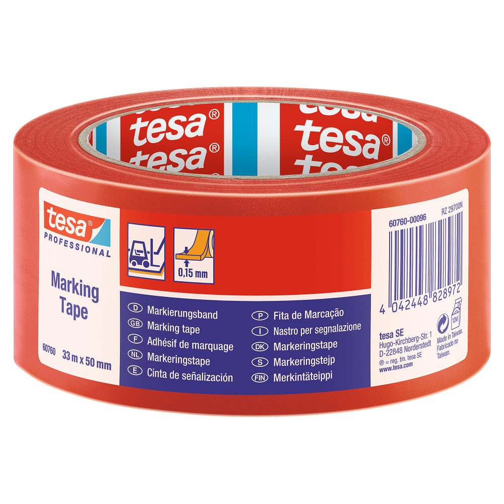 tesa Bodenmarkierungsband tesa Professional Rot 50 mm (B) x 33 m (L) PVC (Polyvinylchlorid) 60760