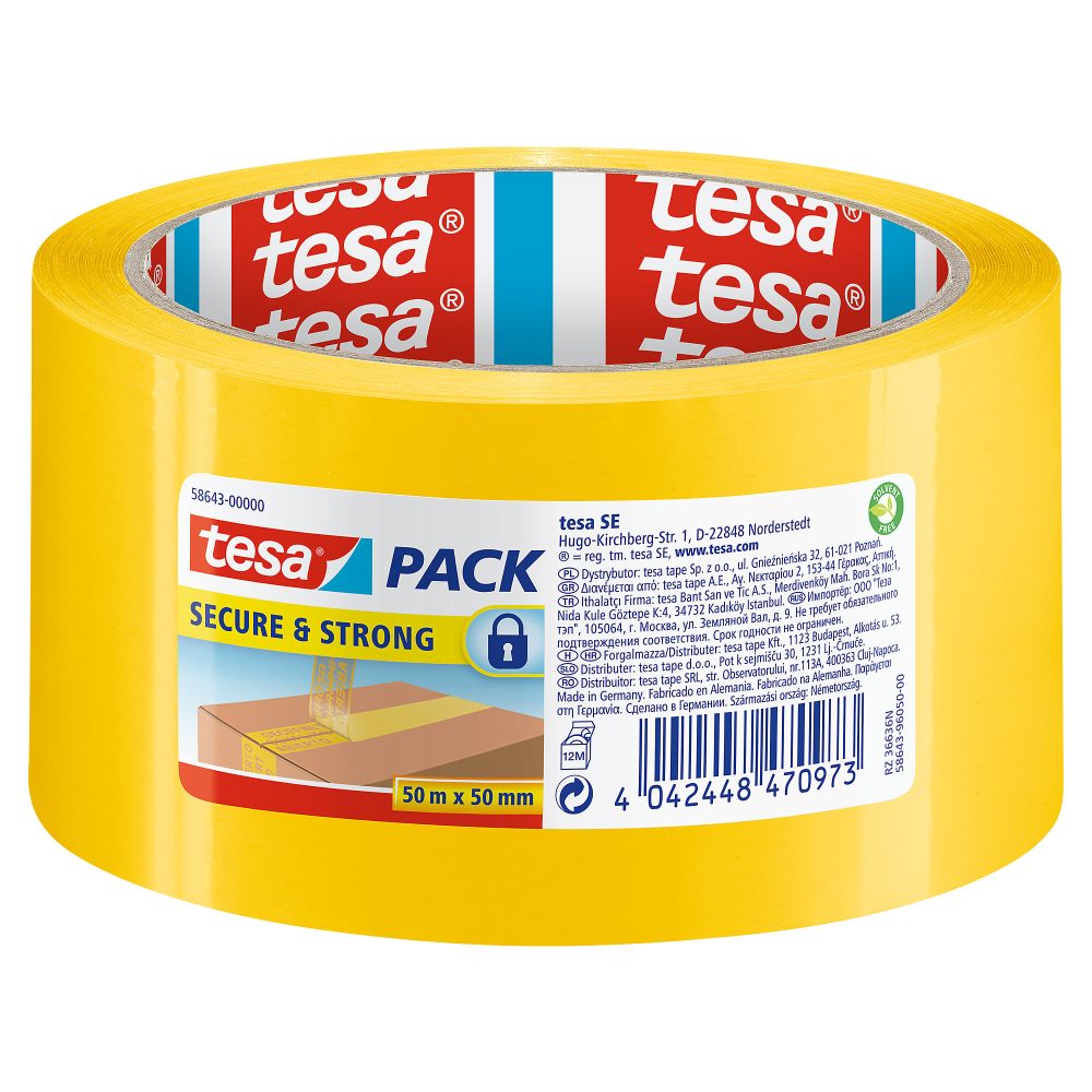 tesa Signalband tesapack Secure & Strong Gelb 50 mm (B) x 50 m (L) PP (Polyproplylen)
