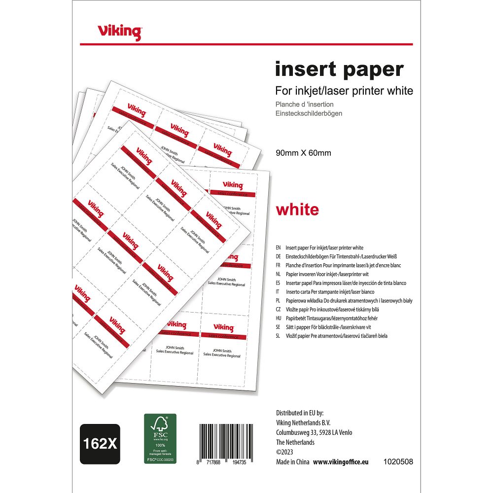 Office Depot Einsteckschild blanko 90 x 60 mm 162 Stück
