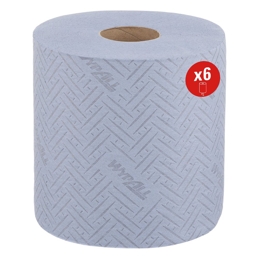 WYPALL Wischtuchrolle L20 2-lagig Zentralentnahme Blau 6 Rollen à 400 Blatt