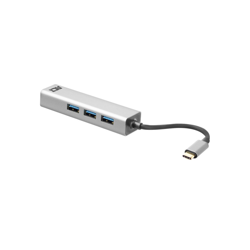 Act AC7055 1 x USB C Stecker auf 3 x USB A, Gigabit Network Port Hub 0,15 m Schwarz, Grau