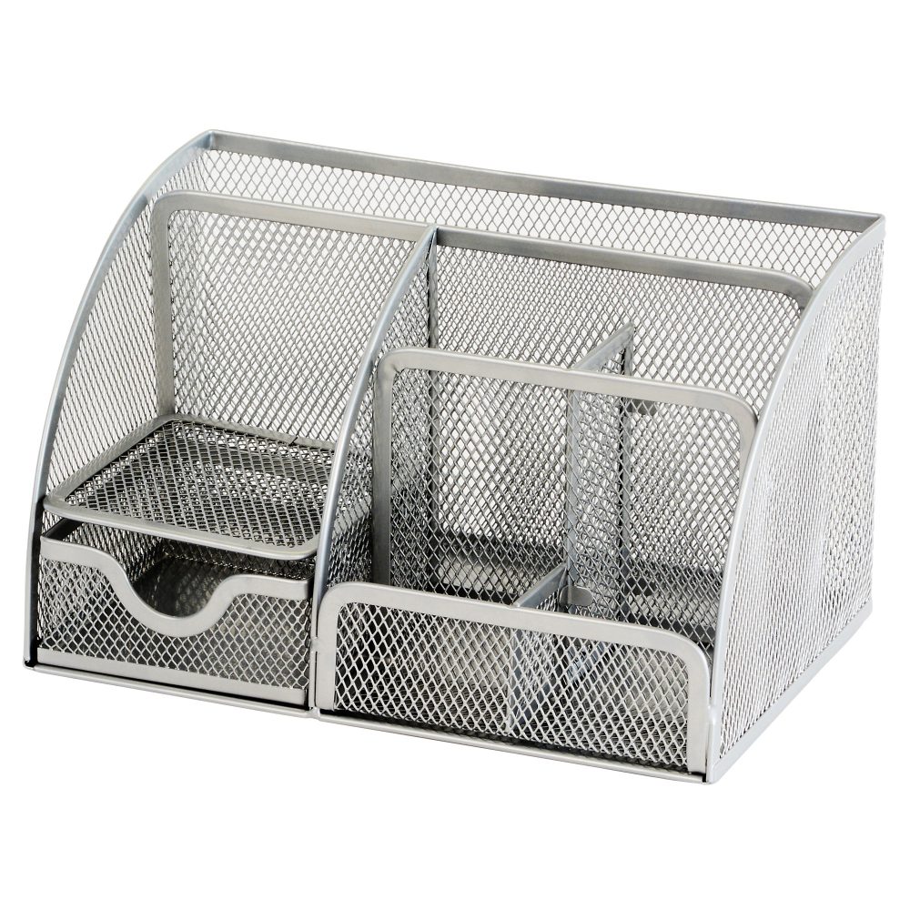 Office Depot Schreibtisch-Organizer Metallnetz Silber 22,2 x 14 x 12,5 cm
