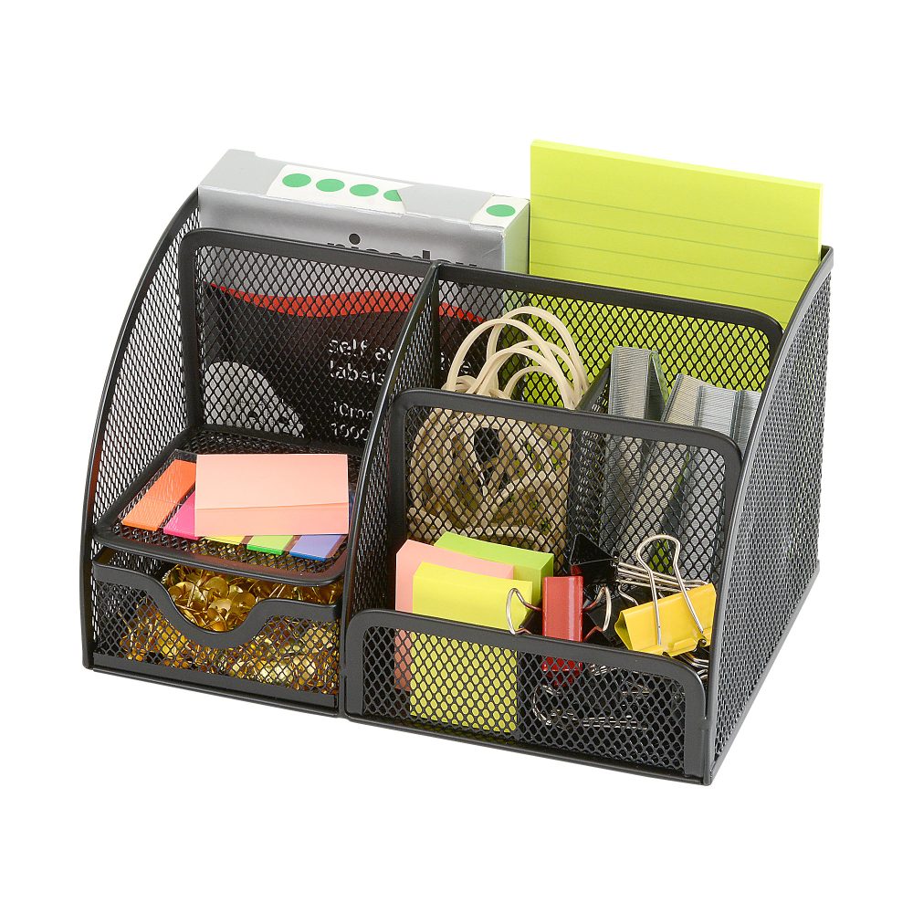 Office Depot Schreibtisch-Organizer Metallnetz Schwarz 22,2 x 14 x 12,5 cm