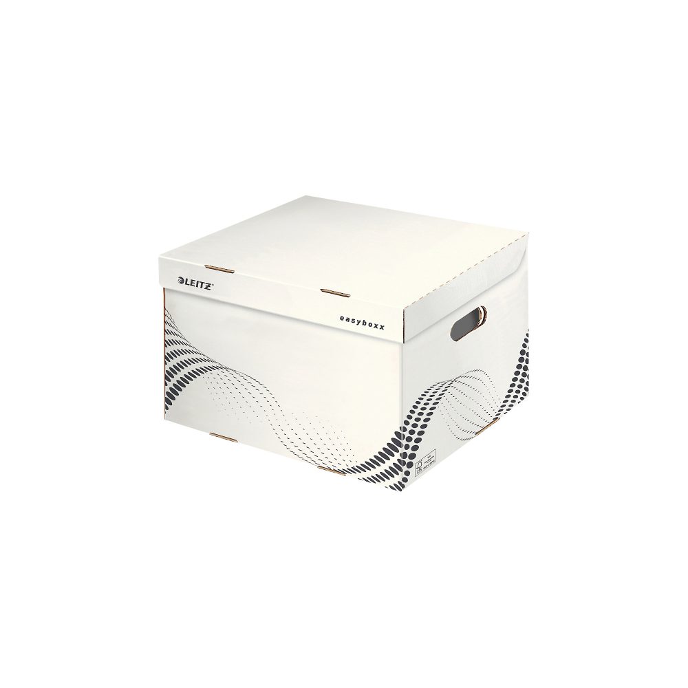 Leitz easyboxx Aufbewahrungsbox 6137 Mit Klappdeckel Größe L Weiß Karton 43,3 x 36,4 x 26,3 cm 15 Stück