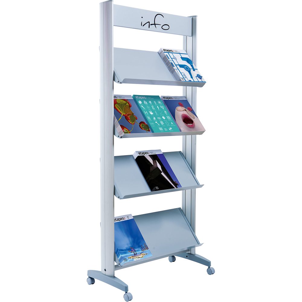 Paperflow Prospektständer 12 x A4 Dokumente Silber