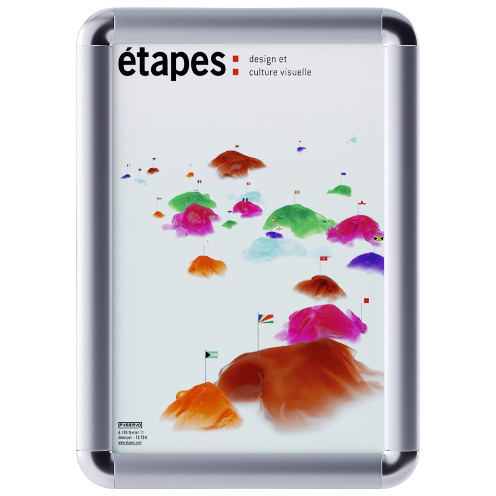 Paperflow Wandmontage Klemmrahmen runde Ecken A4 210 x 297 mm Aluminium 12 Stück