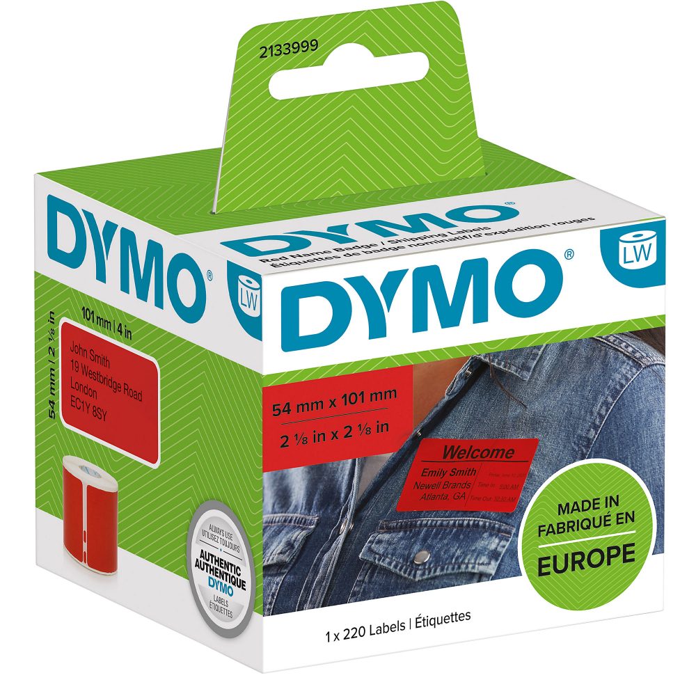 DYMO LW 2133399 Versandetiketten Selbsthaftend Schwarz auf Rot 54 mm (B) x 101 mm (L) 220 Etiketten
