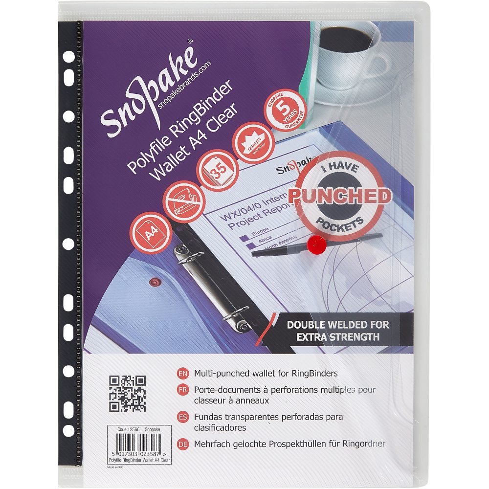 Snopake Dokumentenmappen 12566 A4 Transparent Kunststoff 34 x 31 cm 5 Stück