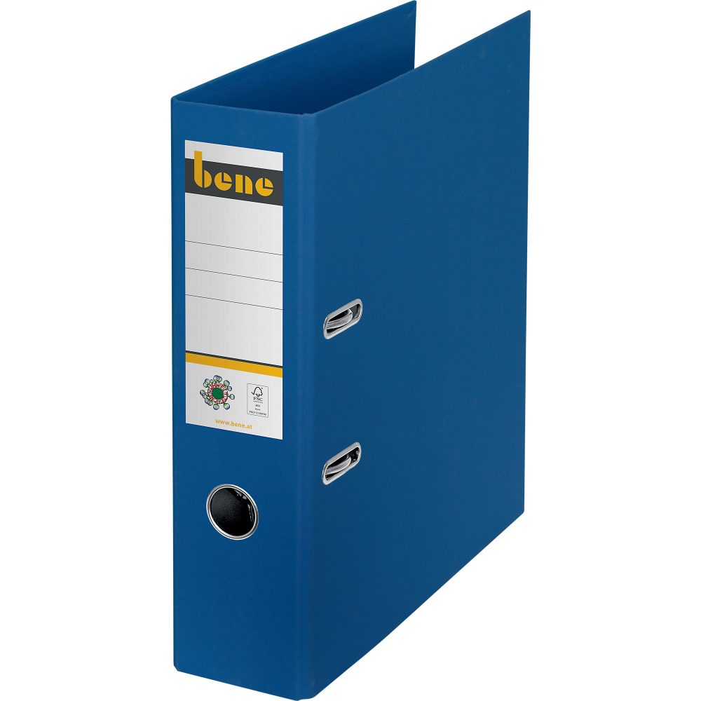 Bene No.1 Power Ordner A4 80 mm Blau 2 Ringe 301400 Pappkarton Hochformat