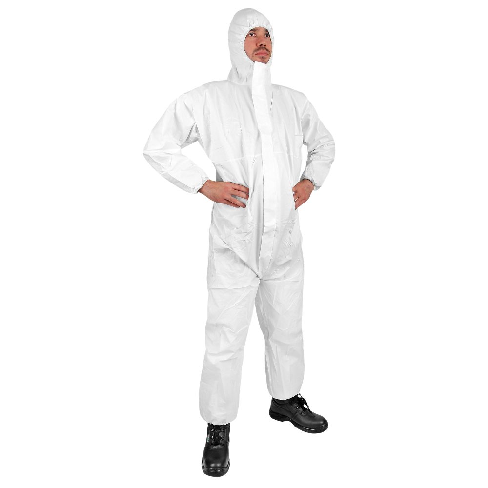 Click Once Schutzoverall mit Kapuze Polyproylen, Polyethylen L Weiß