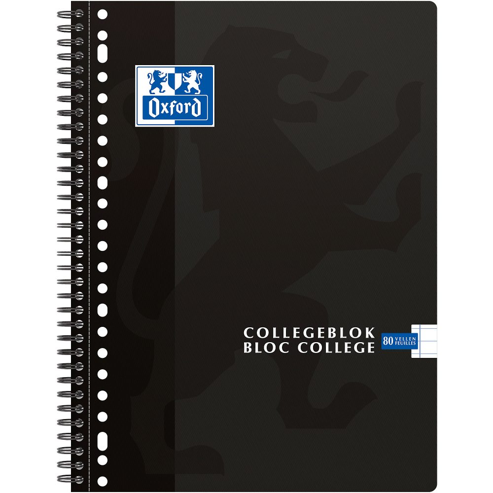 OXFORD Collegeblock Schwarz gerillt Perforiert A4+ 22