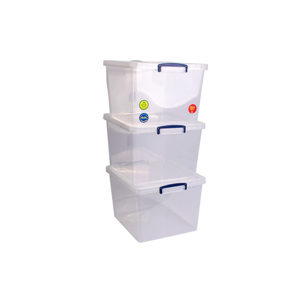 Really Useful Box Aufbewahrungsbox 33,5 l Transparent Kunststoff 38,3 x 46 x 28,5 cm 3 Stück