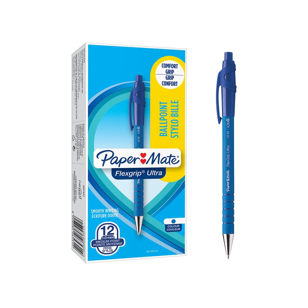 Paper Mate Kugelschreiber FlexGrip Ultra 1 mm Blau 12 Stück