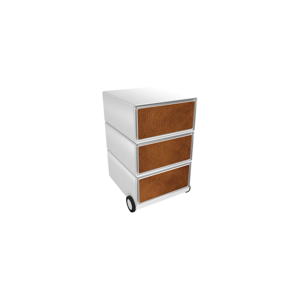 PAPERFLOW Rollcontainer easyBox 3 horizontale Schubladen 642x390x436mm PERSO LEDER