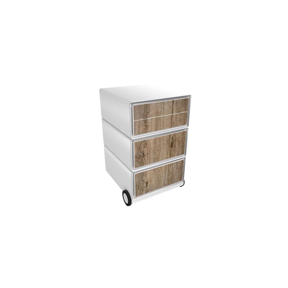 PAPERFLOW Rollcontainer easyBox 4 horizontale Schubladen 642x390x436mm PERSO SCHNITTHOLZ