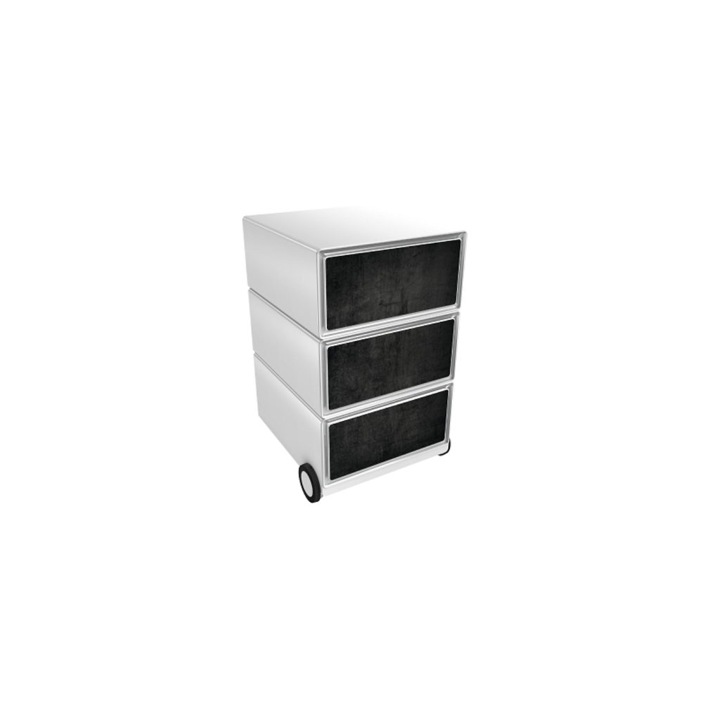 PAPERFLOW Rollcontainer easyBox 3 horizontale Schubladen 642x390x436mm PERSO DUNKEL