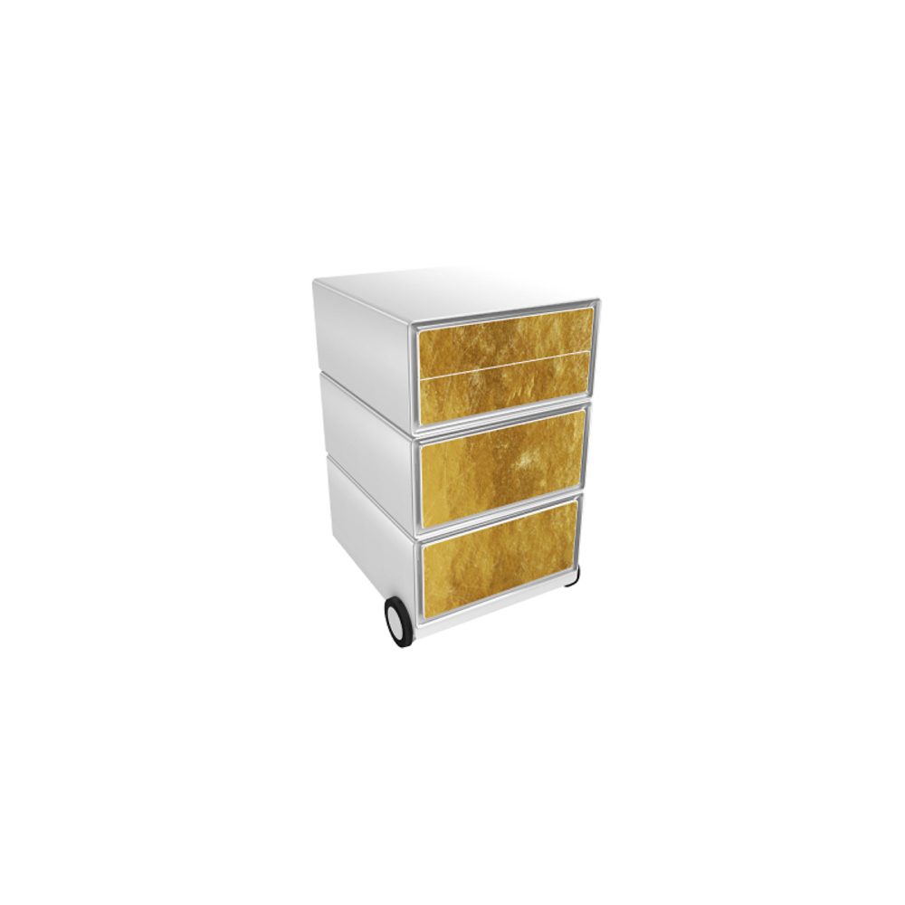 PAPERFLOW Rollcontainer easyBox 4 horizontale Schubladen 642x390x436mm PERSO GOLD