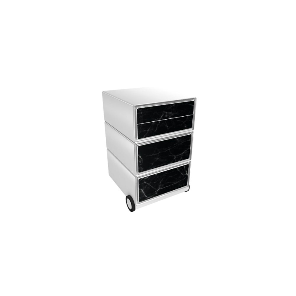 PAPERFLOW Rollcontainer easyBox 4 horizontale Schubladen 642x390x436mm PERSO SCHWARZER MARMOR