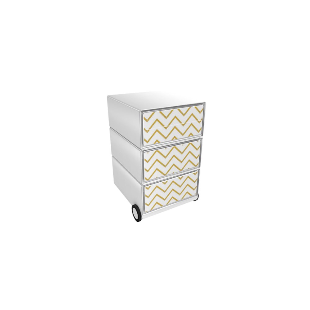 PAPERFLOW Rollcontainer easyBox 4 horizontale Schubladen 642x390x436mm PERSO VERGOLDETE WELLEN