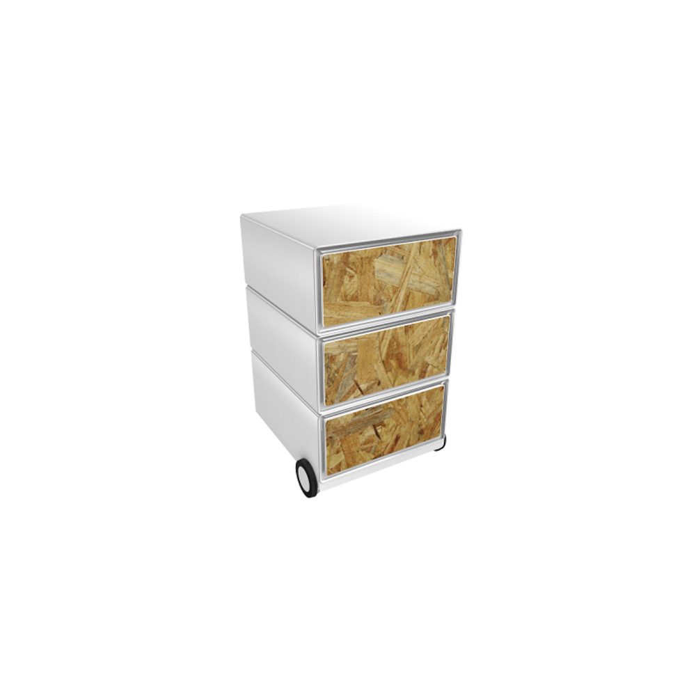 PAPERFLOW Rollcontainer easyBox 3 horizontale Schubladen 642x390x436mm PERSO HOLZSPÄNE