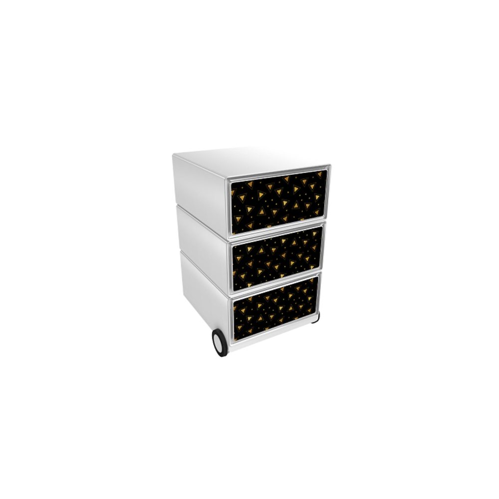 PAPERFLOW Rollcontainer easyBox 3 horizontale Schubladen 642x390x436mm PERSO DREIECKE