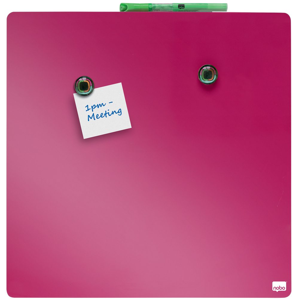 Nobo Mini Wandmontierbare Magnetische Whiteboard-Kachel 1903803 Lackierter Stahl Rahmenlos 360 mm x 360 mm Rosa