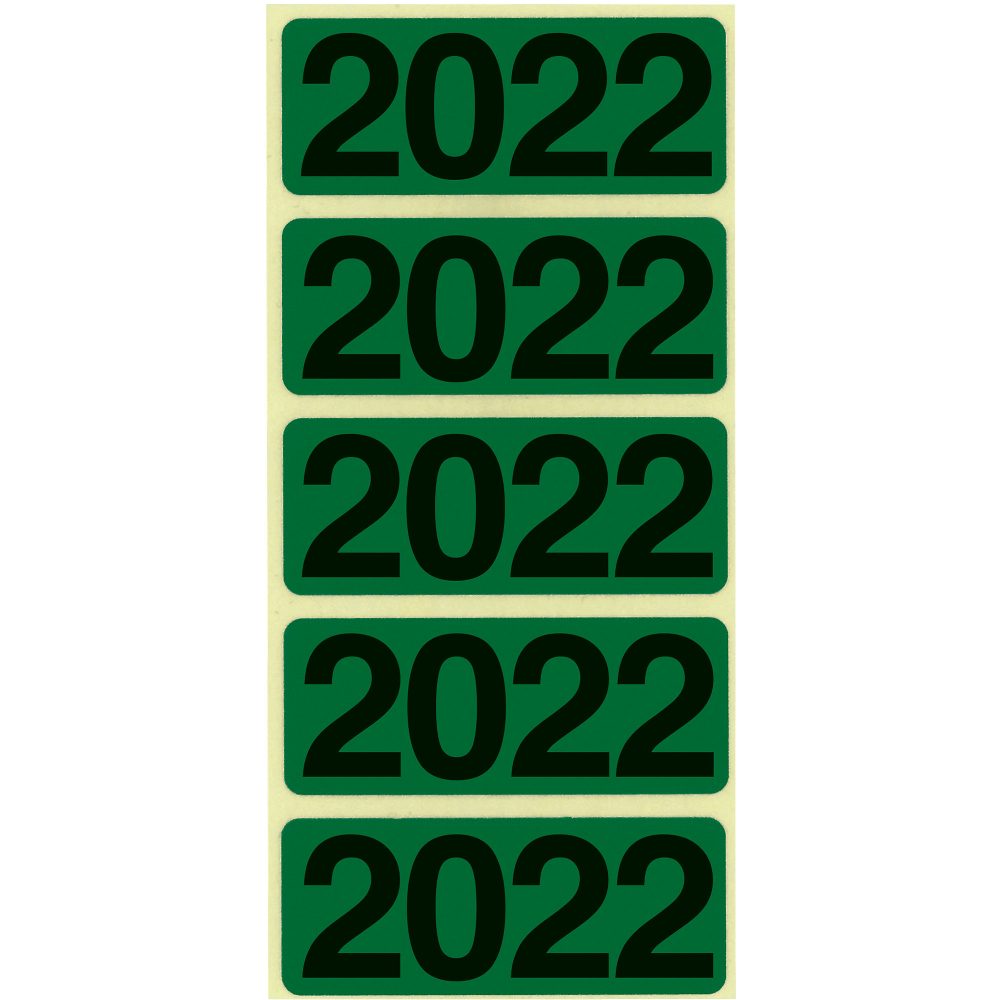 Bene Jahreszahl-Etiketten 2022 Grün 48 x 19 mm Packung mit 100 Stück