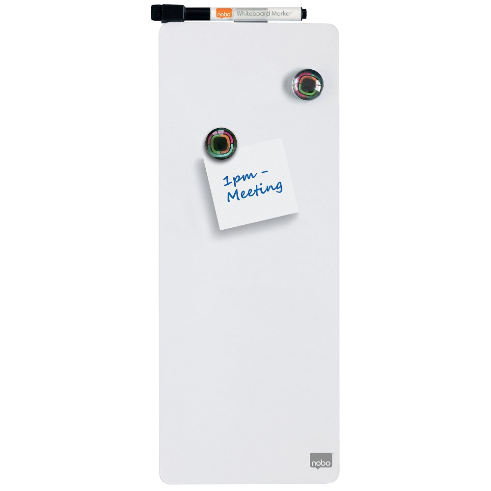 Nobo Mini Wandmontierbarer Magnetischer Whiteboard-Streifen 1903764 Lackierter Stahl Rahmenlos 140 x 360 mm Weiß