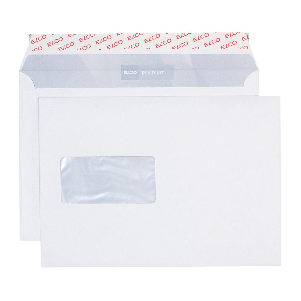 Elco Premium Briefumschläge Mit Fenster C5 229 (B) x 162 (H) mm Abziehstreifen Weiss 100 g/m² 500 Stück